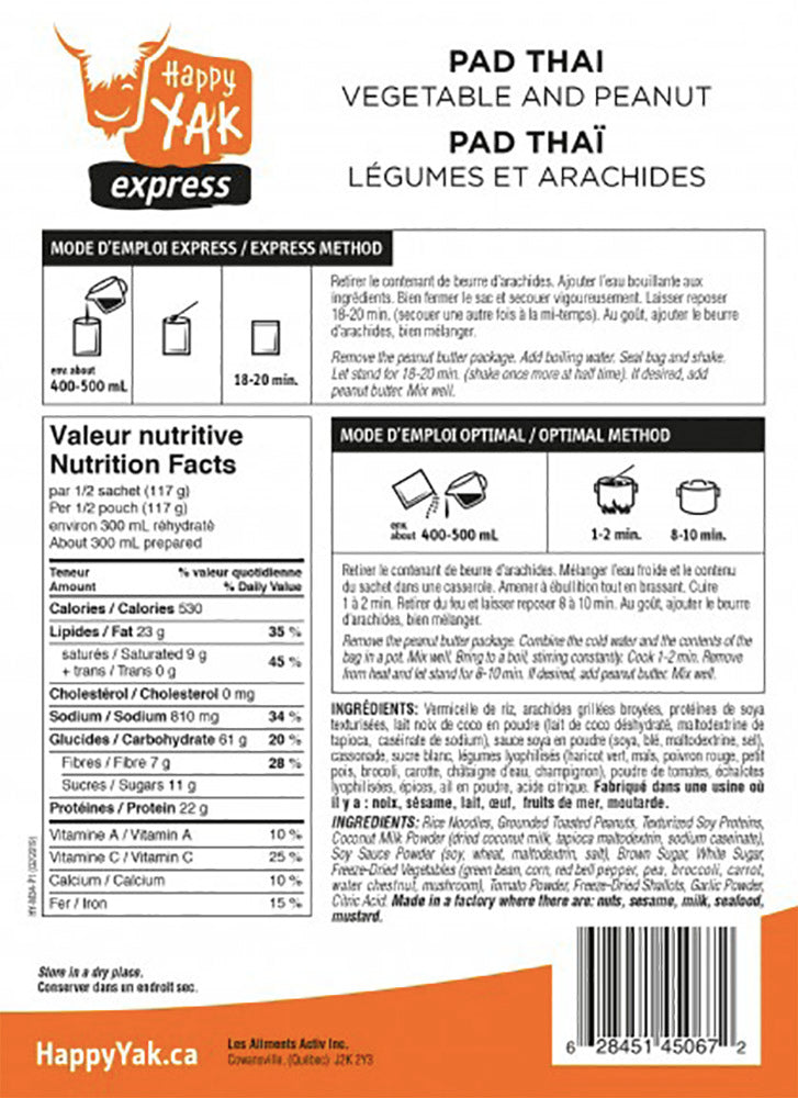 Pad thaï aux légumes et cacahuètes